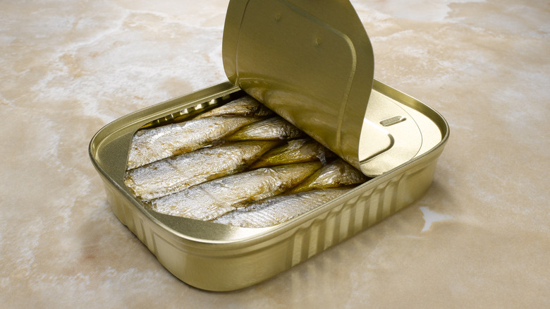 opened can of sardines 