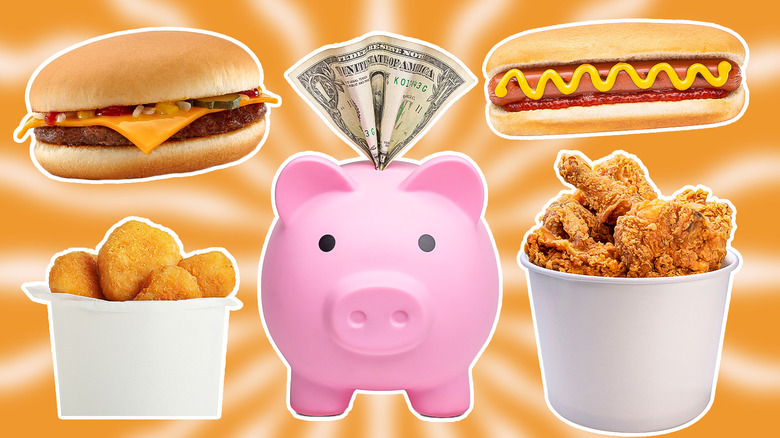 Piggy bank and fast food