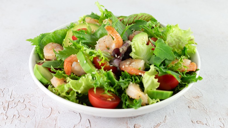 Salad in a white bowl