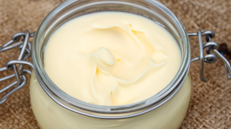 Beef tallow in a glass jar