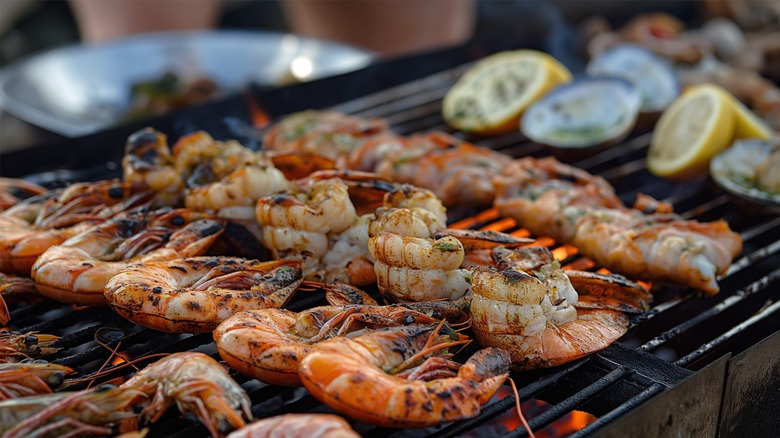 shrimp grilling outdoors