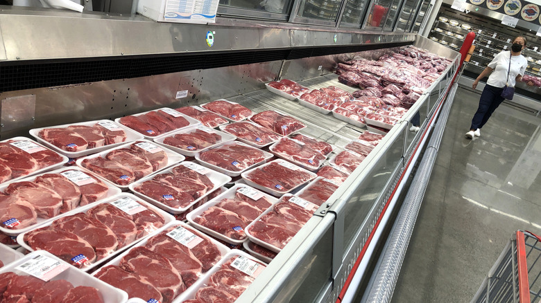 Costco packaged beef on display