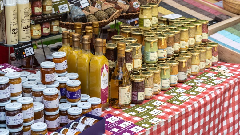 A variety of sauces on table