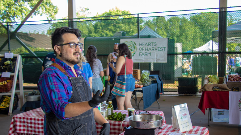 Man doing cooking demonstration