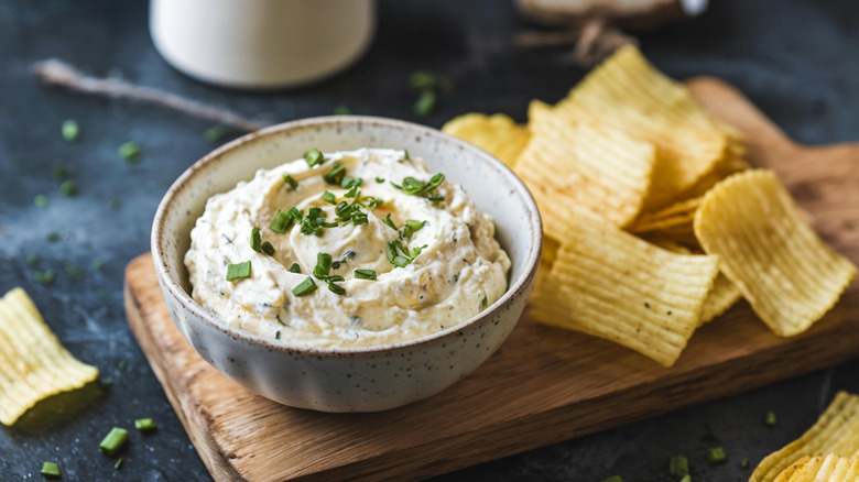 French onion dip with chips