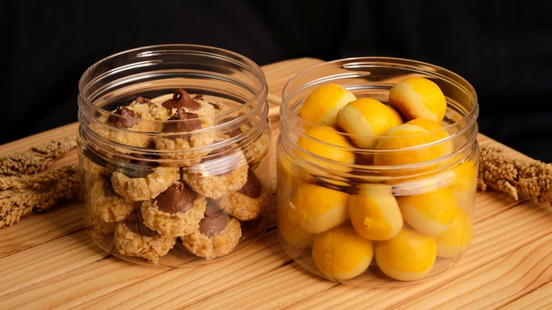 Chocolate thumb print cookies and pineapple tarts