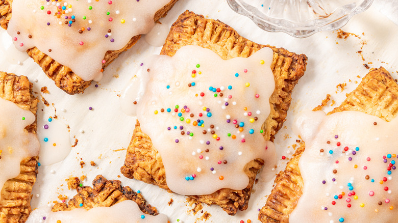 Pop-Tarts with white icing and sprinkles on top