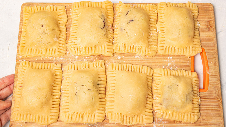 Unbaked Pop-Tarts on a cutting board