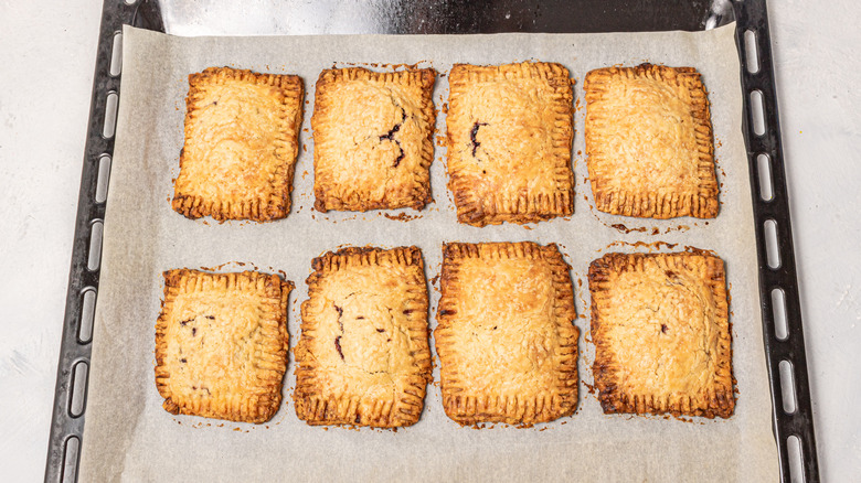 Baked Pop-Tarts on a baking tray