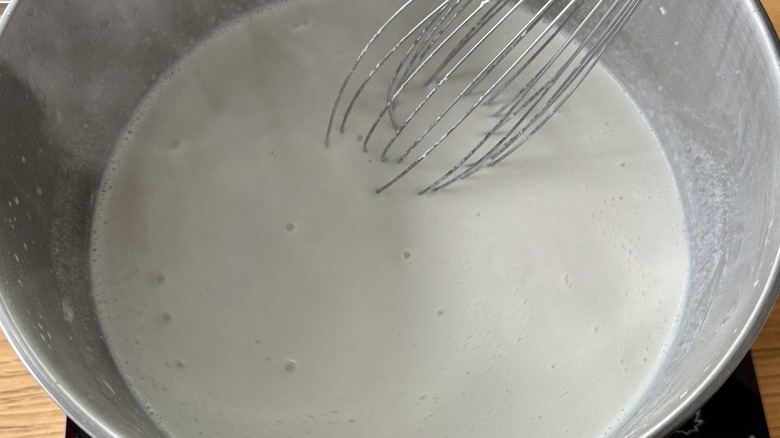 white sauce in pan
