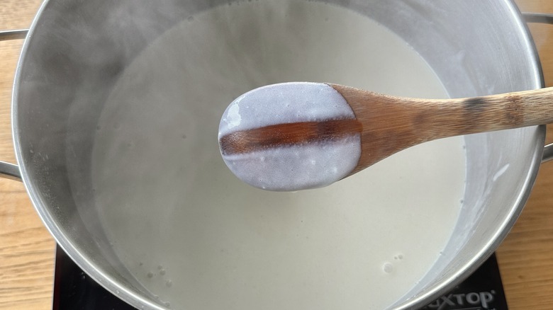 white sauce in pan