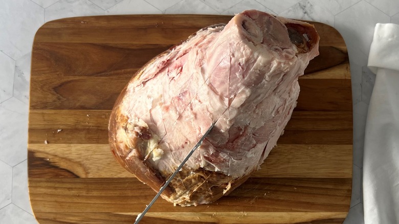 ham with knife