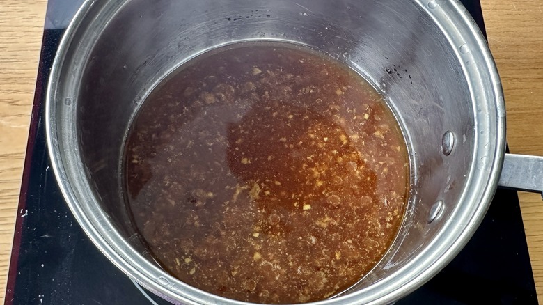 sauce in a metal pot