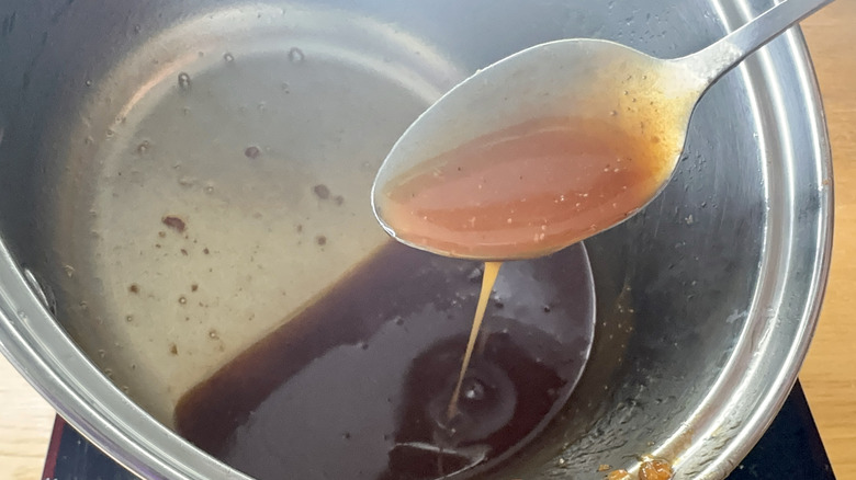 sauce in a metal pot