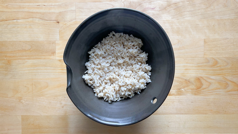 Brown basmati rice in serving bowl
