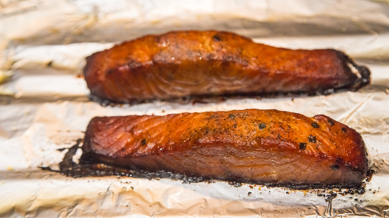 Baked bourbon glazed salmon