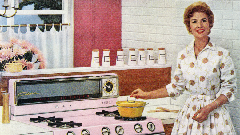 A 1950s ad featuring a woman in kitchen