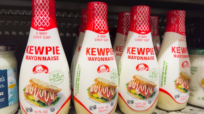 Bottles of American Kewpie mayo at grocery