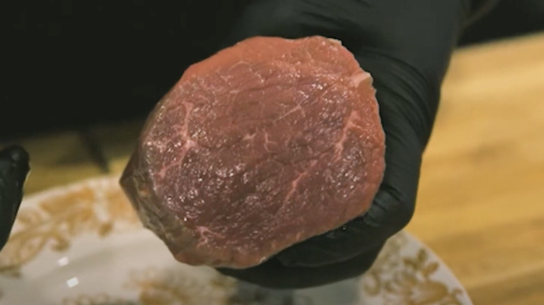 Uncooked baseball steak