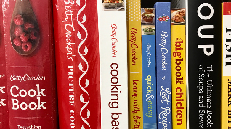 shelf of cookbooks