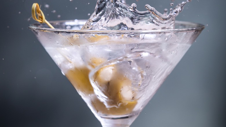 Blue cheese-stuffed olives make a splash in a martini