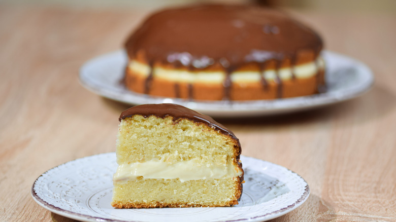 Boston cream pie with slice