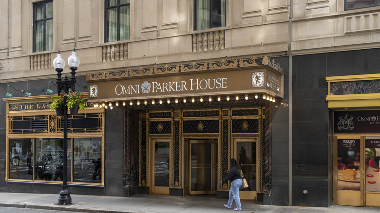 The exterior of the Omni Parker House hotel