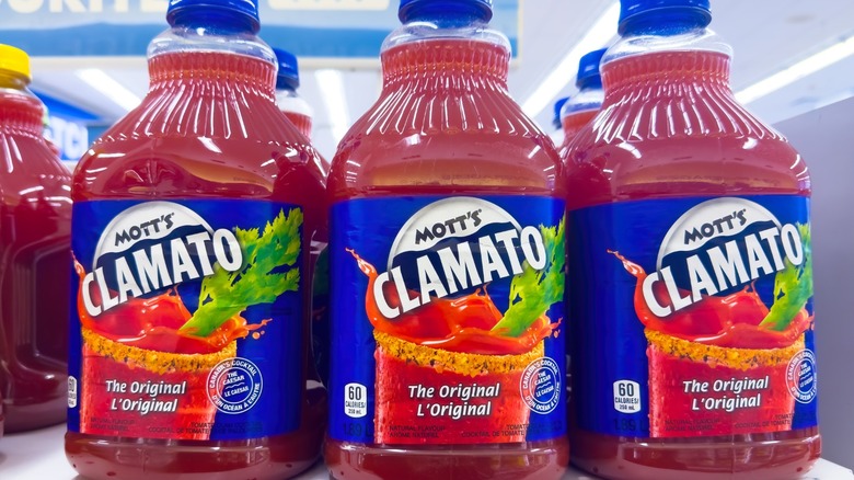 Bottles of Mott's clamato juice