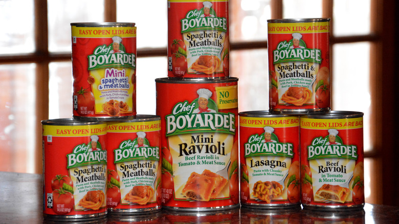 Cans of Chef Boyardee products