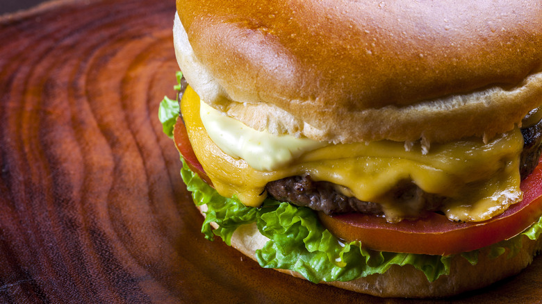 Cheeseburger up close