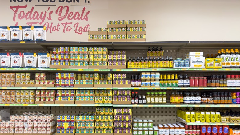 Canned goods at discount grocery