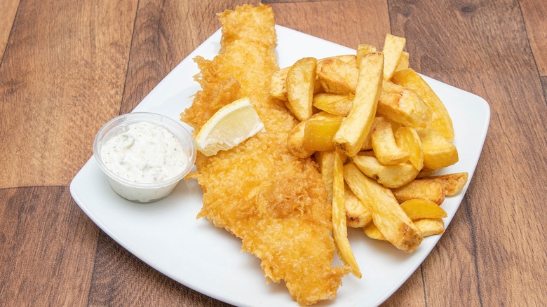 served portion of fish and chips