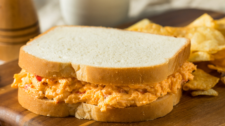 Pimento cheese sandwich with chips