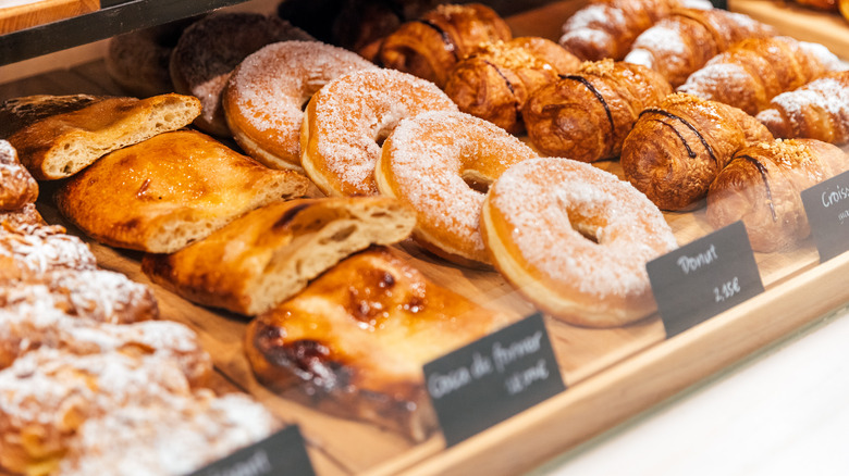 Bakery display with pastries