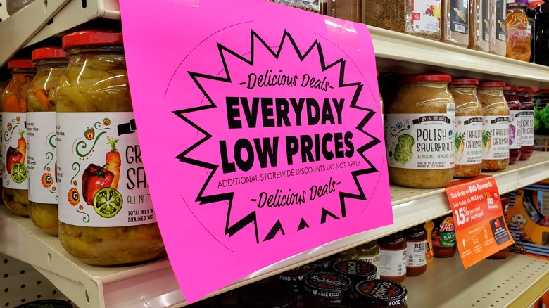 Low prices grocery sign