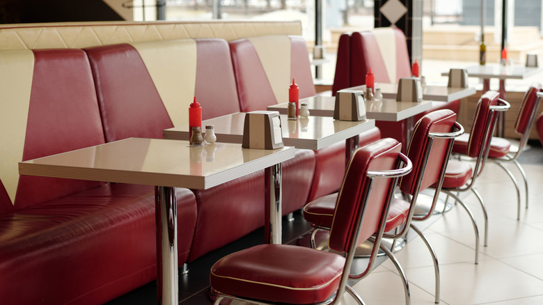 Empty seating at a retro American diner