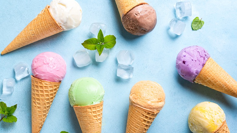 ice cream in cones