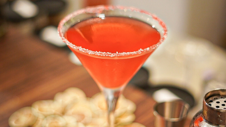 a red cosmopolitan on a table