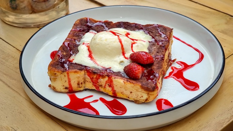 French toast with vanilla ice cream