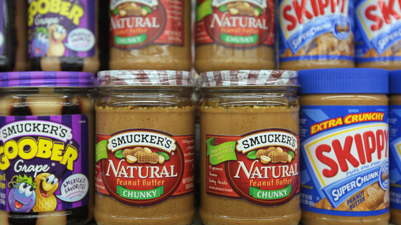 jars of peanut butter on shelf