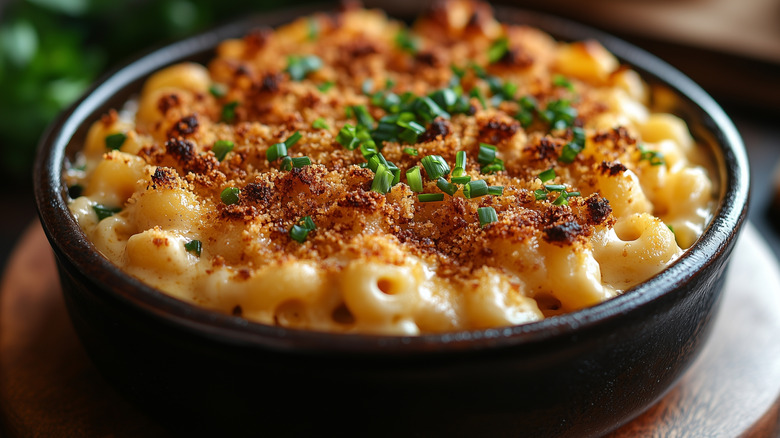 Breadcrumbs over mac and chese
