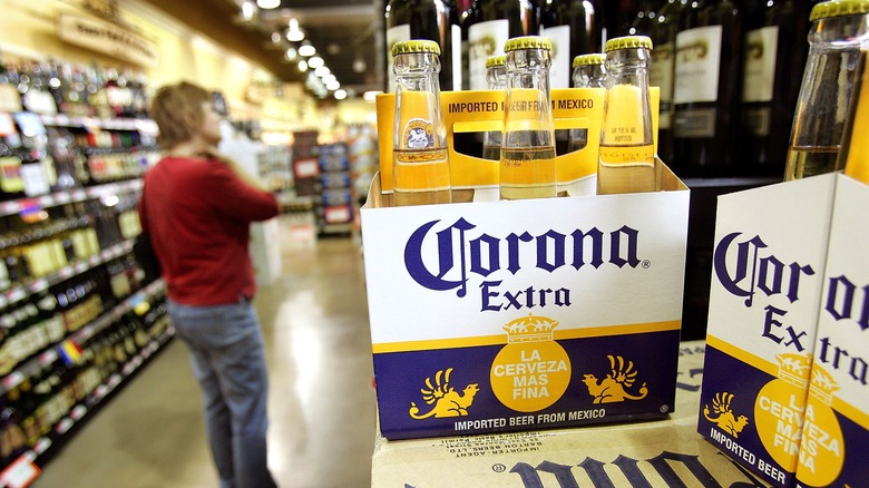 Six-pack of Corona Extra in glass bottles