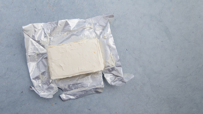 Cream cheese block in foil