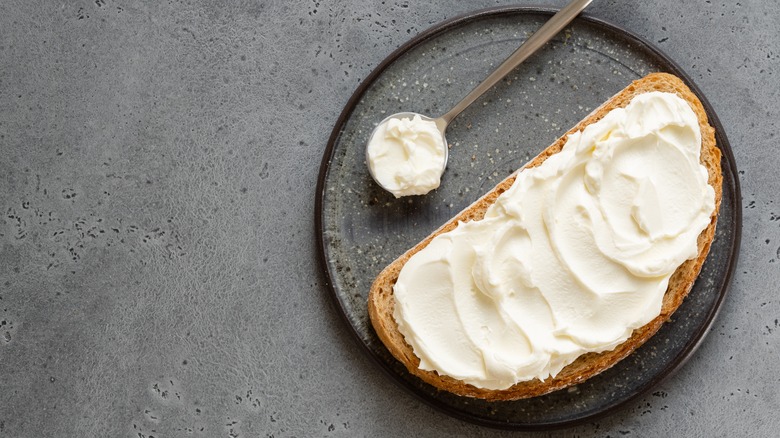 Plate of cream cheese toast