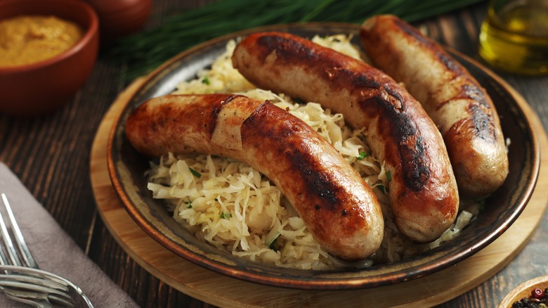 Bratwurst on sauerkraut