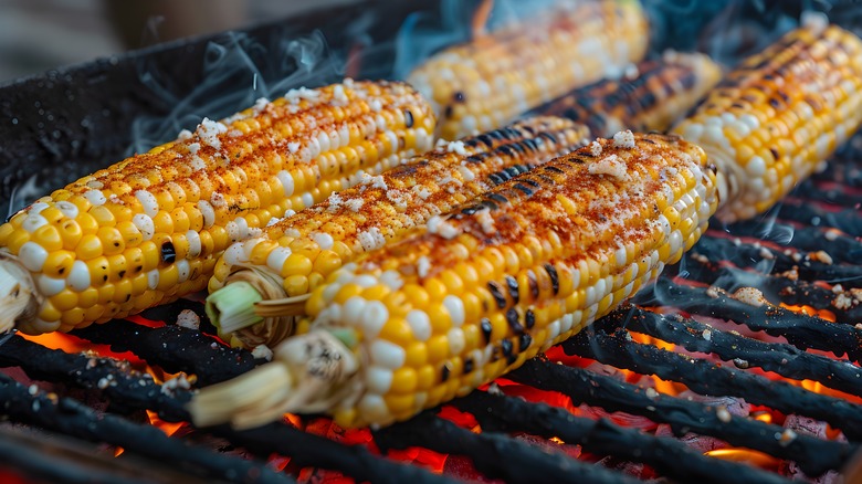 Corn cobs on the grill