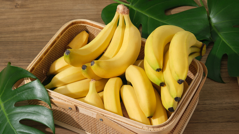 basket of yellow bananas