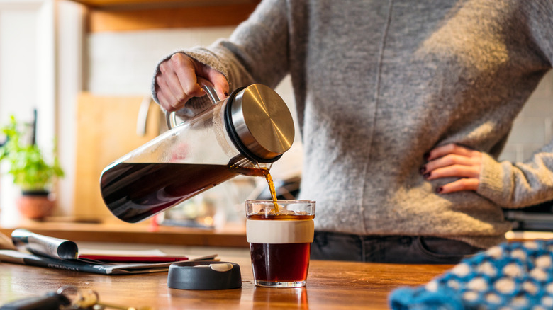 Cold brew poured into cup