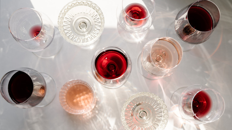 Wine glasses from above