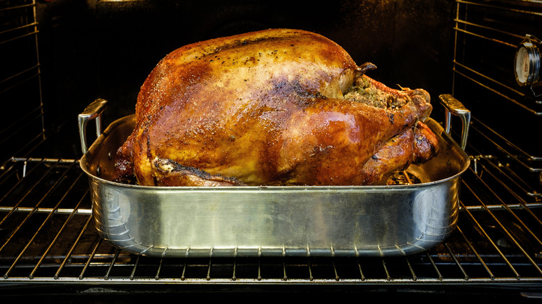 roasted turkey in steel pot